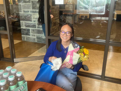 Jordan Allen with farewell gifts